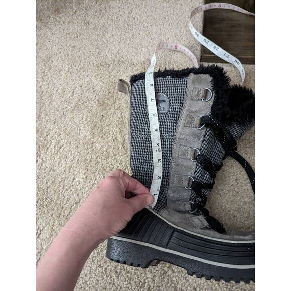 Sorel Joan of arctic lace up leather and houndstooth upper fleece snow boots sz6 - Picture 5 of 6
